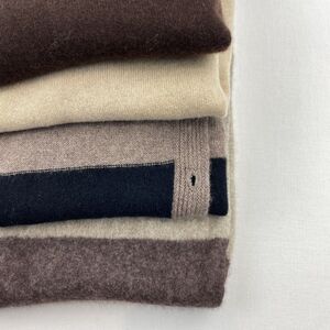 Lot of 4 100% Cashmere Fabric Cutter Craft Upcycle Brown Off White Flaw 1lb 3oz